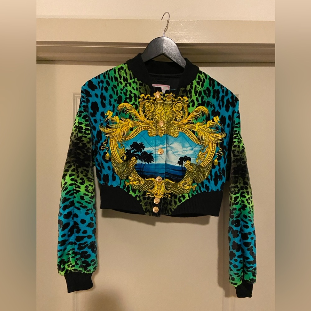 Versace Bomber Velour Feel Crop EUC